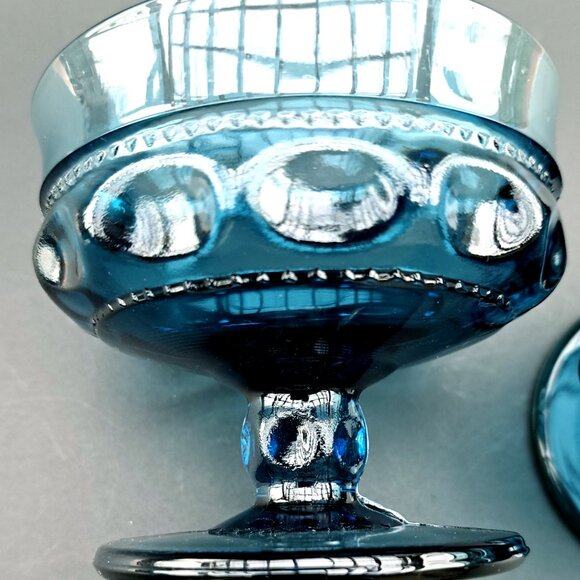 Vintage Set of 2 Blue Glass Sherbert Dessert Cups - Picture 4 of 7